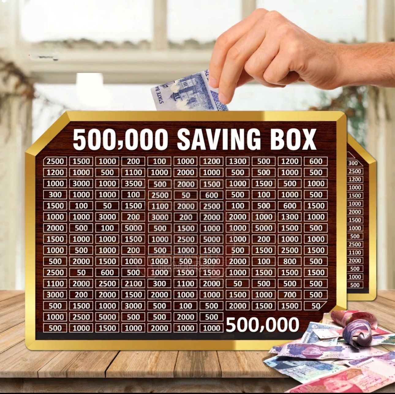100,000 PKR Wooden Money Saving Box | Cash Challenge Tracker | Umrah Budget Savings Organizer for Kids & Adults I Money Box I