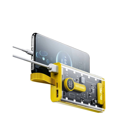 Transparent 20000mAh Power Bank 66W Fast Charging Portable Charger External Battery Pack Powerbank For iPhone Android and all Devices