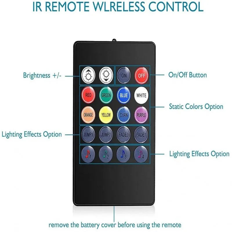 شريط إضاءة LED داخلي للسيارة مع جهاز تحكم عن بعد