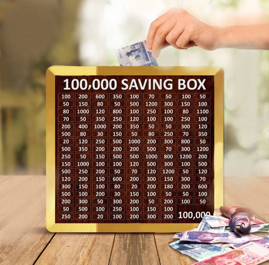 100,000 PKR Wooden Money Saving Box | Cash Challenge Tracker | Umrah Budget Savings Organizer for Kids & Adults I Money Box I