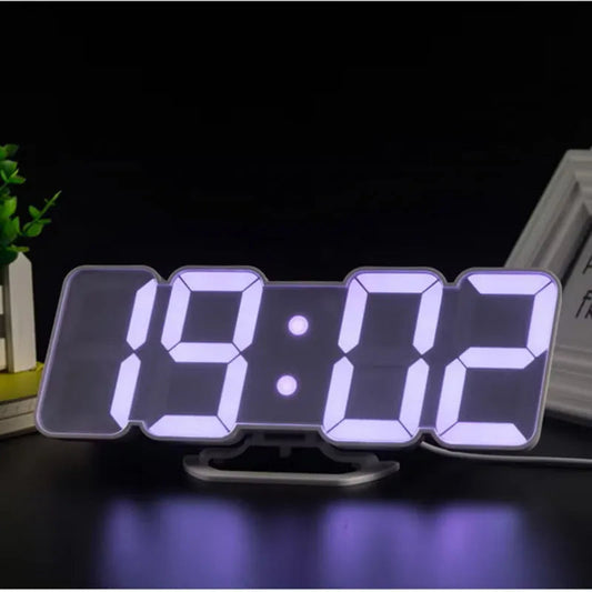 ساعة منبه LED رقمية لاسلكية ثلاثية الأبعاد