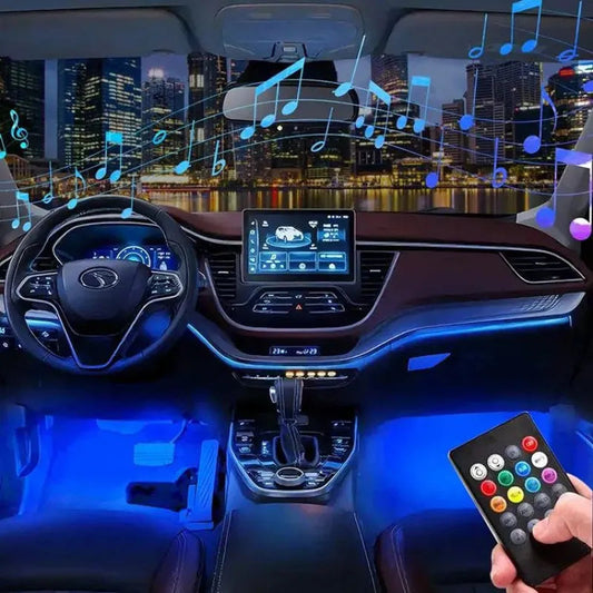 شريط إضاءة LED داخلي للسيارة مع جهاز تحكم عن بعد
